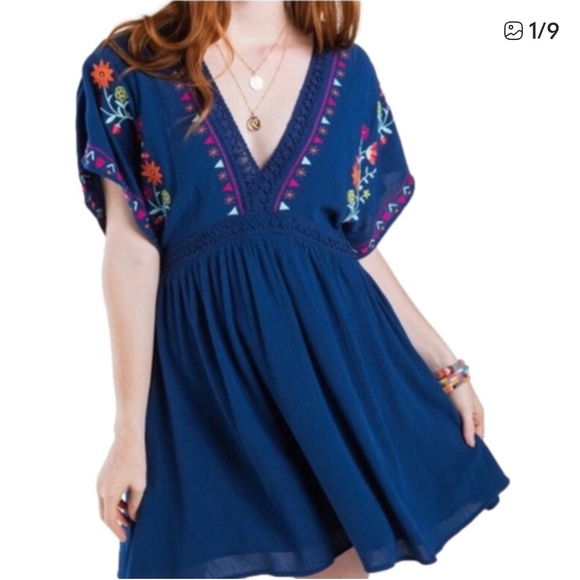 Blue Rain Dresses & Skirts - Blue Rain Floral Embroidered Mini Dress